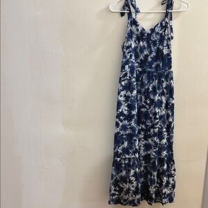 GAP Blue and White Tie-Dye Maxi Dress